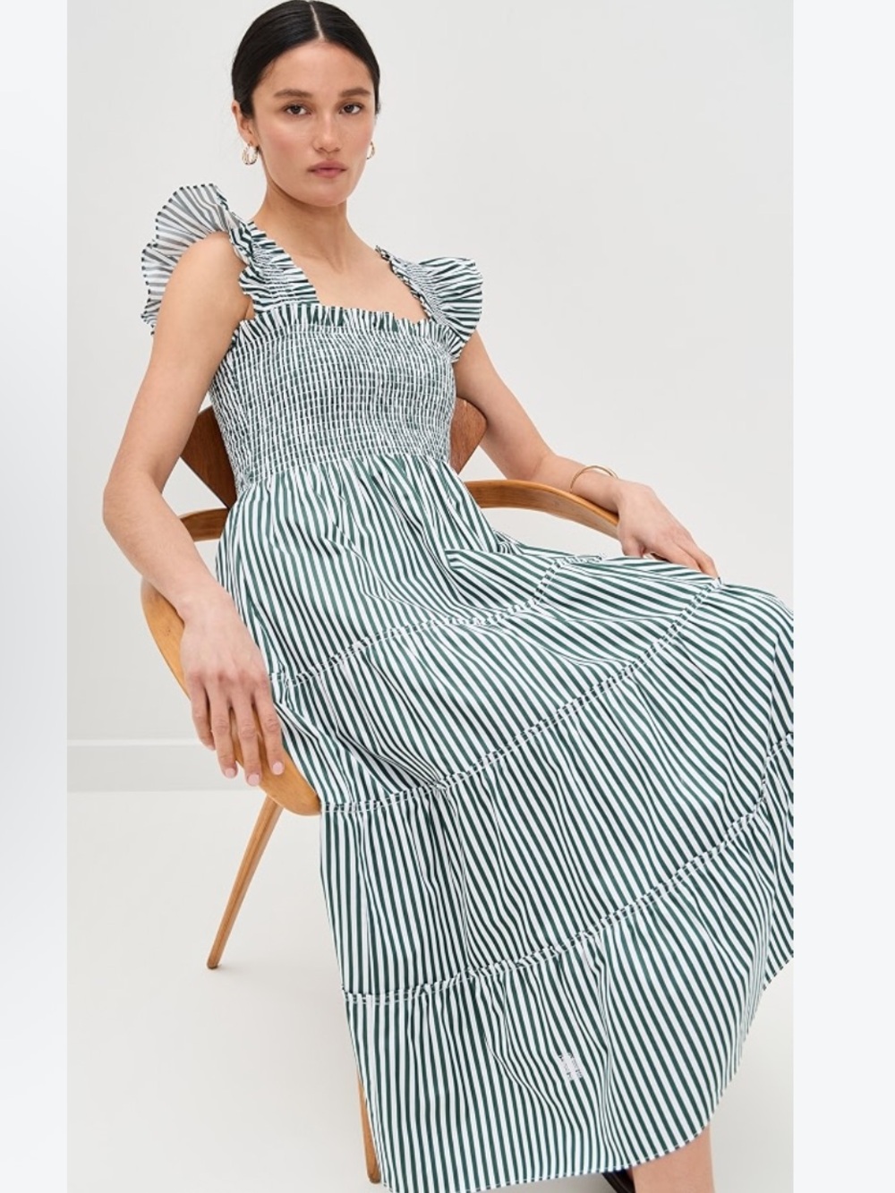 Hill House Home The Ellie Nap Dress - Green stripe
